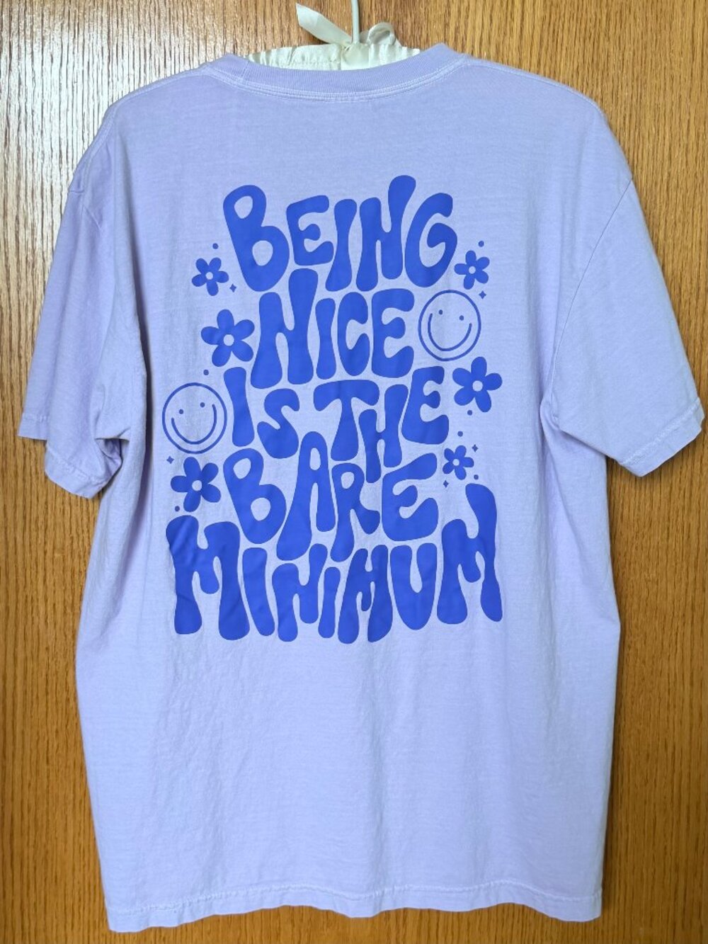 Comfort Colors “Being Nice Is the Bare Minimum” Graphic Tee Lavender Size Large